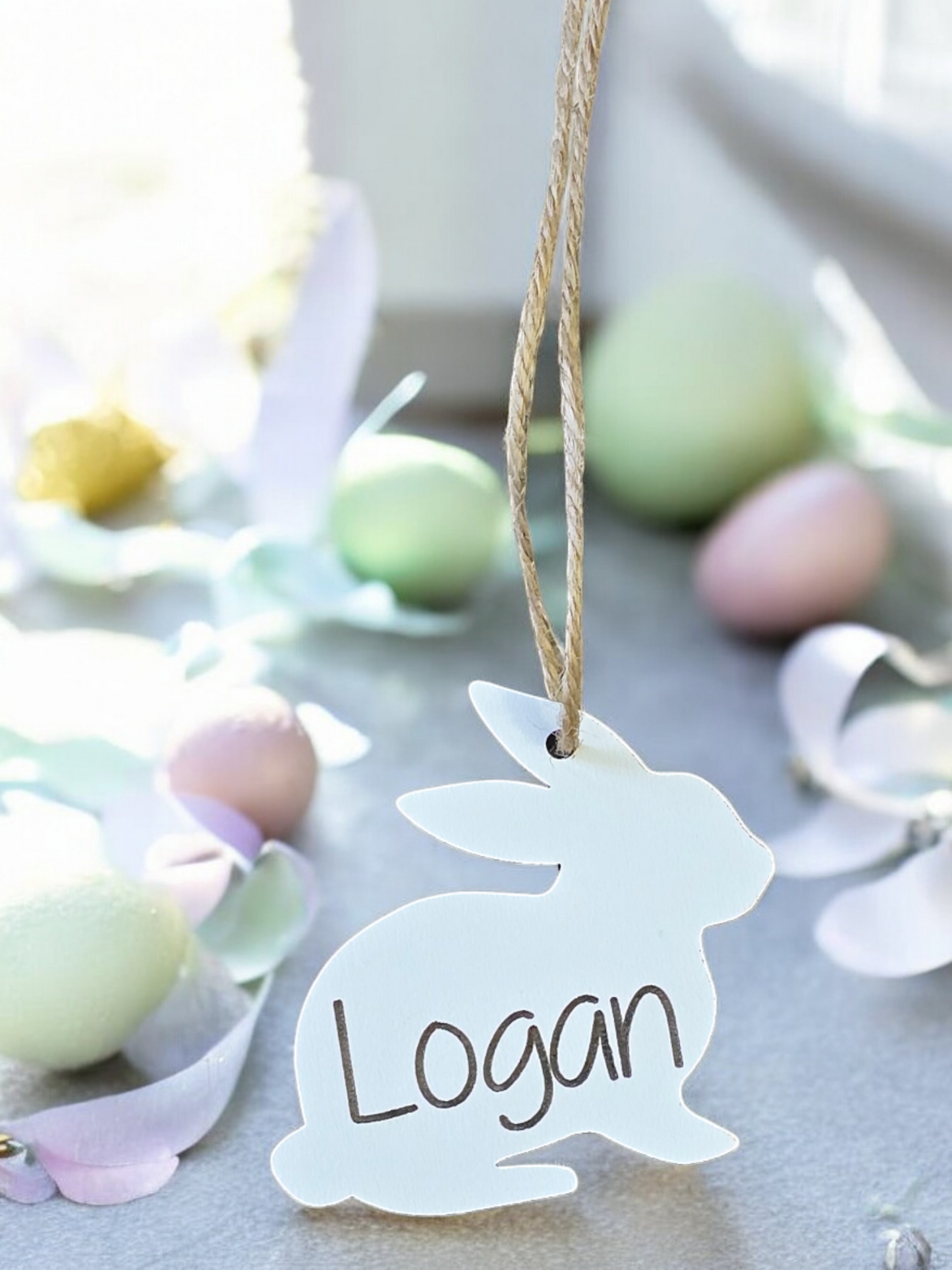 Easter bunny basket tag ornament personalized