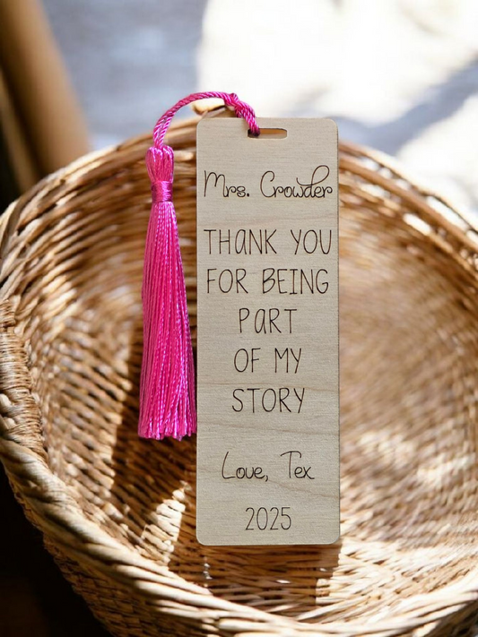 Thank you for being part of my story personalized bookmark