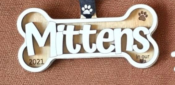 Dog bone & cat head ornaments personalized