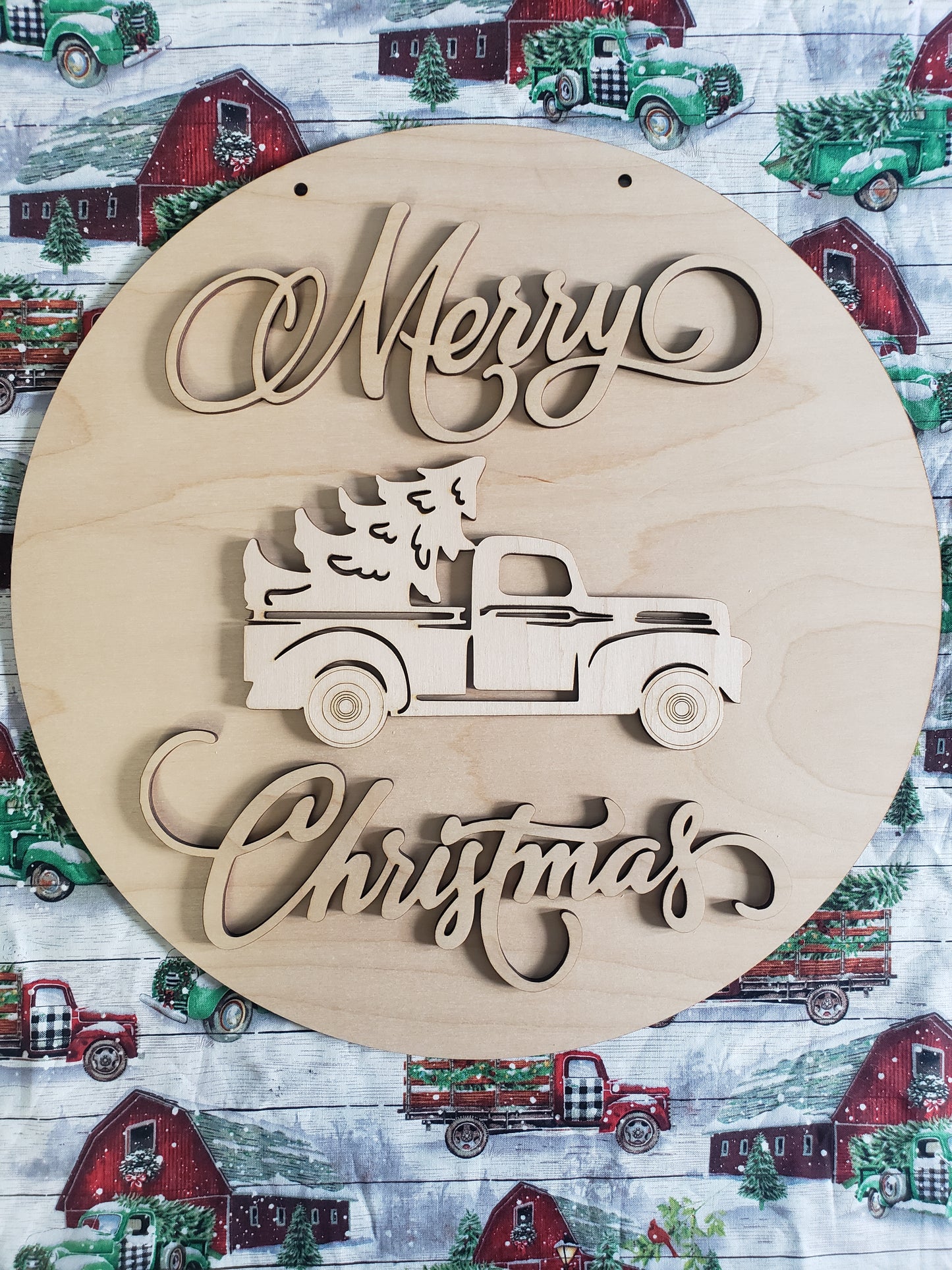 Merry Christmas with Truck Sign