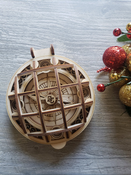 Santa Compass with NORAD QR code Christmas Ornament