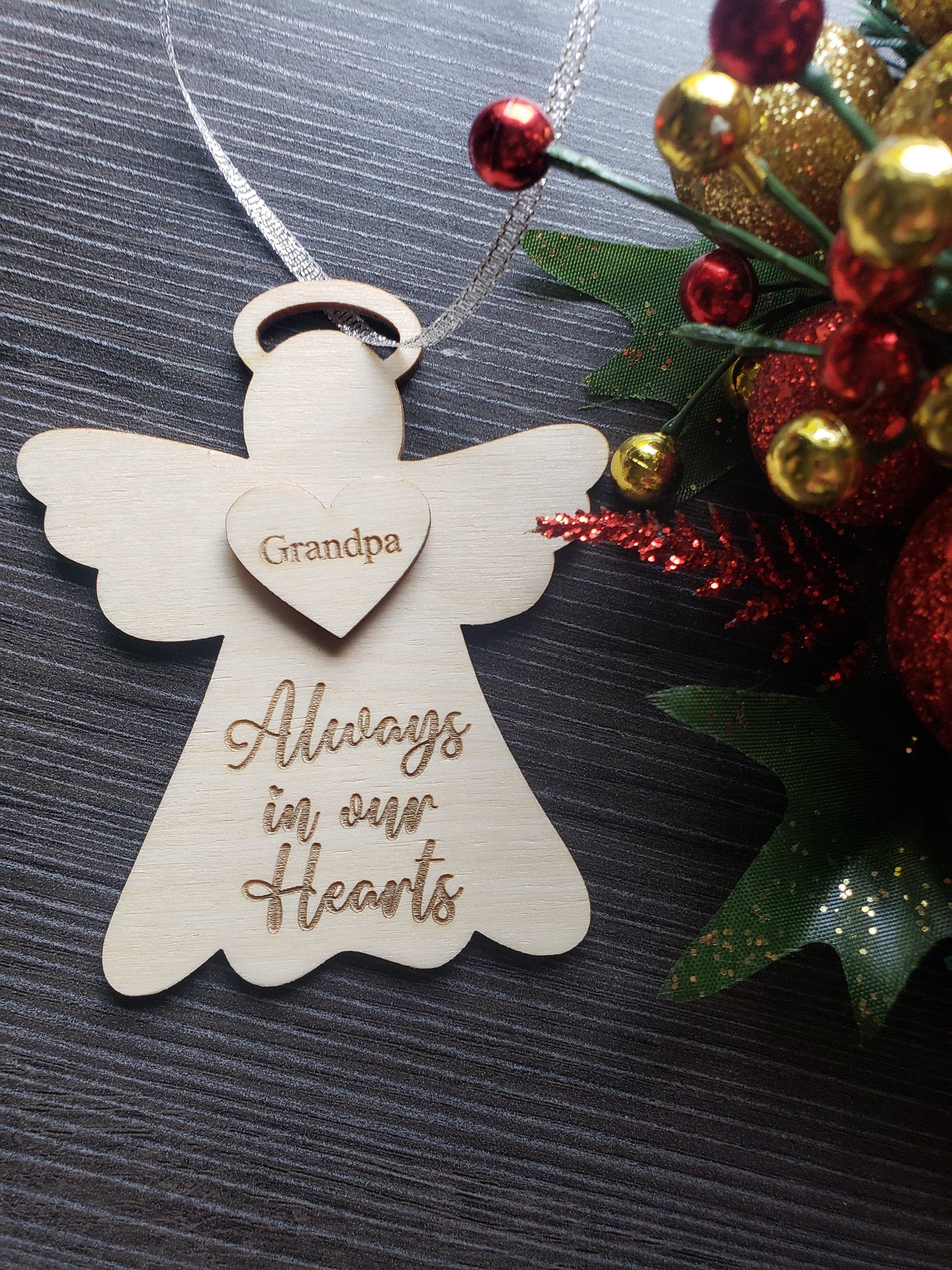 Always in our Hearts Angel Ornament Personalized Memorial