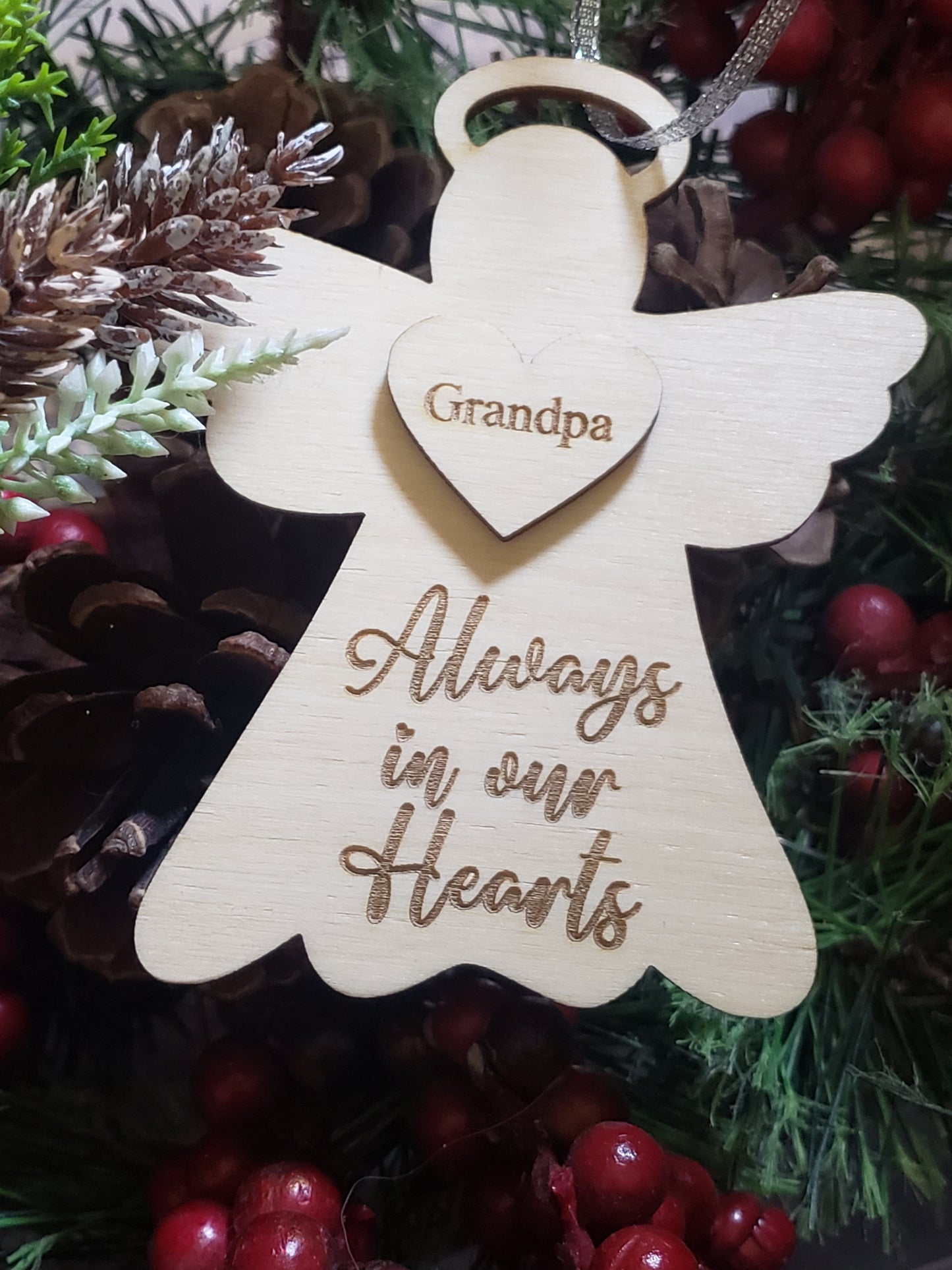 Always in our Hearts Angel Ornament Personalized Memorial