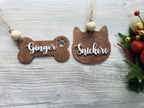 Pet Memorial Ornament, Paw With Wings Christmas Ornament, Shiplap