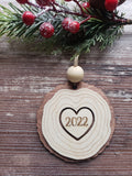 Heart Wood Slice Christmas Ornament Personalized