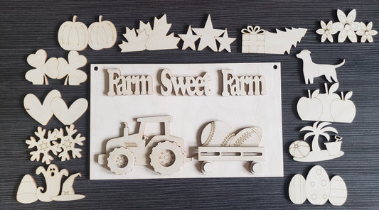 Farm Sweet Farm Interchangeable Tractor Sign