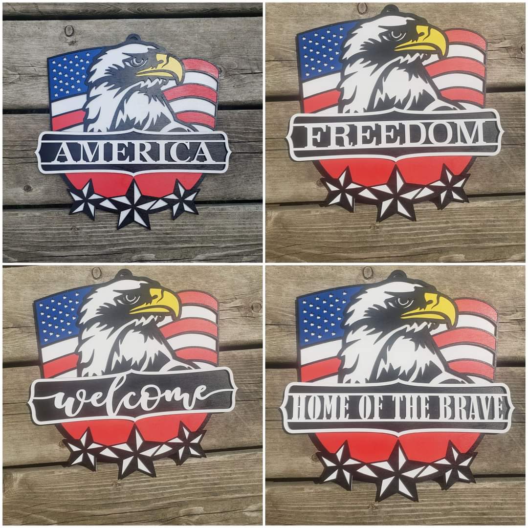 Eagle Flag Freedom USA Patriotic Sign Door Hanger