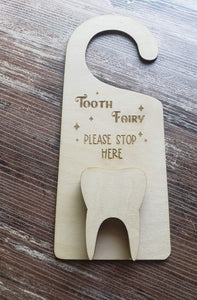 Tooth Fairy please stop here door hanger Personalized option