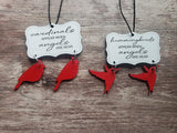 Cardinals and Hummingbird appear Christmas Ornament Memorial