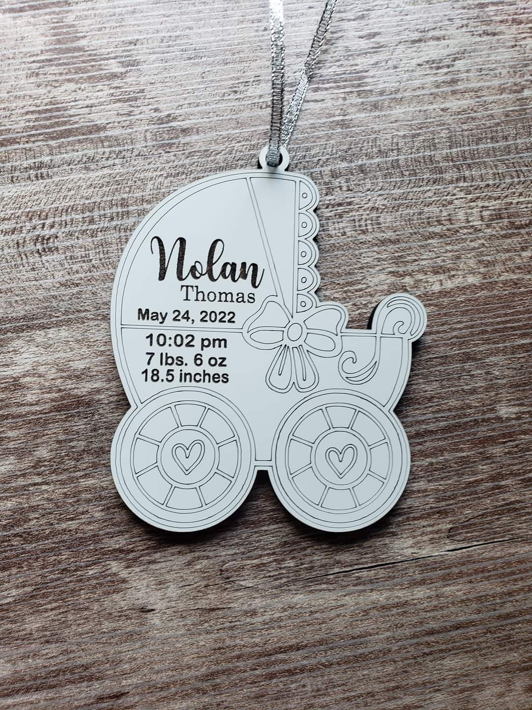 Baby Birth Stat Carriage Christmas Ornament Personalized