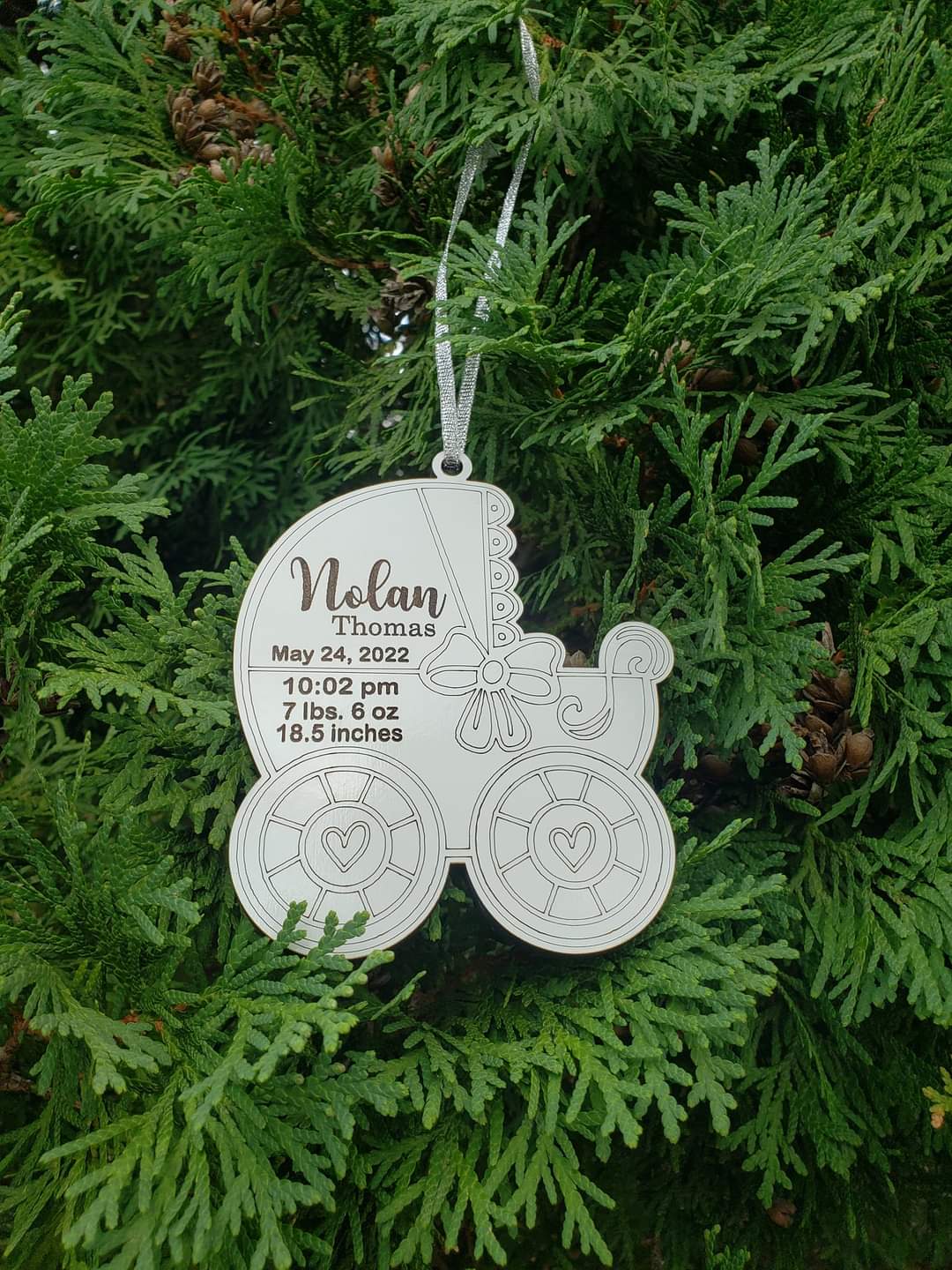 Baby Birth Stat Carriage Christmas Ornament Personalized