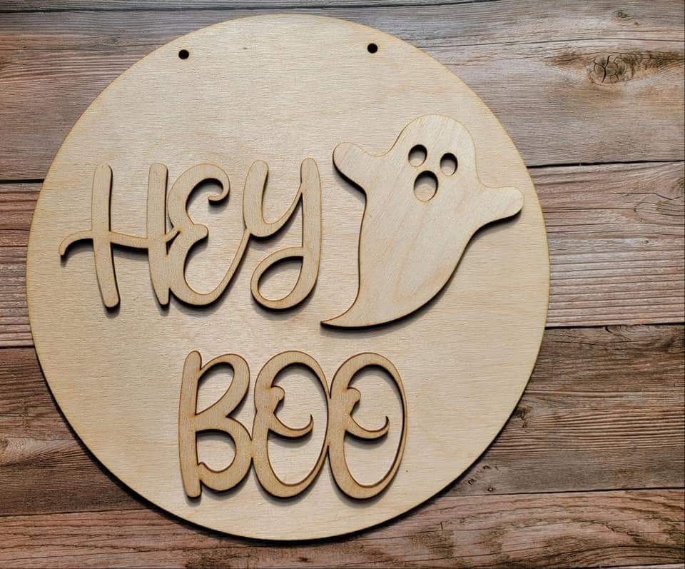 Hey Boo Halloween Door Hanger