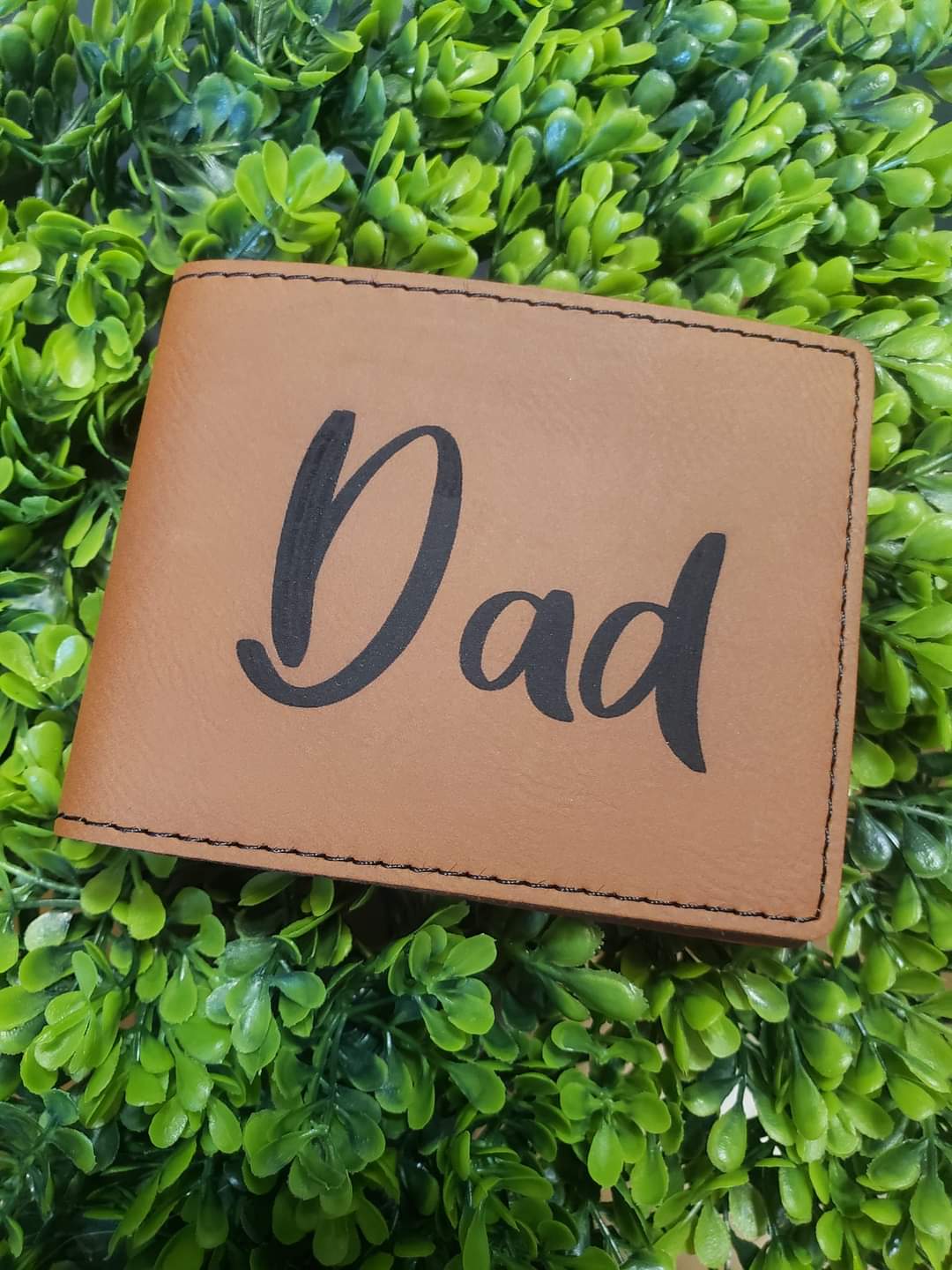 Men's Leatherette Rawhide Bifold Wallet Personalized