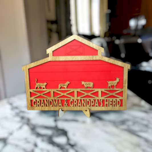 Personalized Barn Farm Sign with Animals