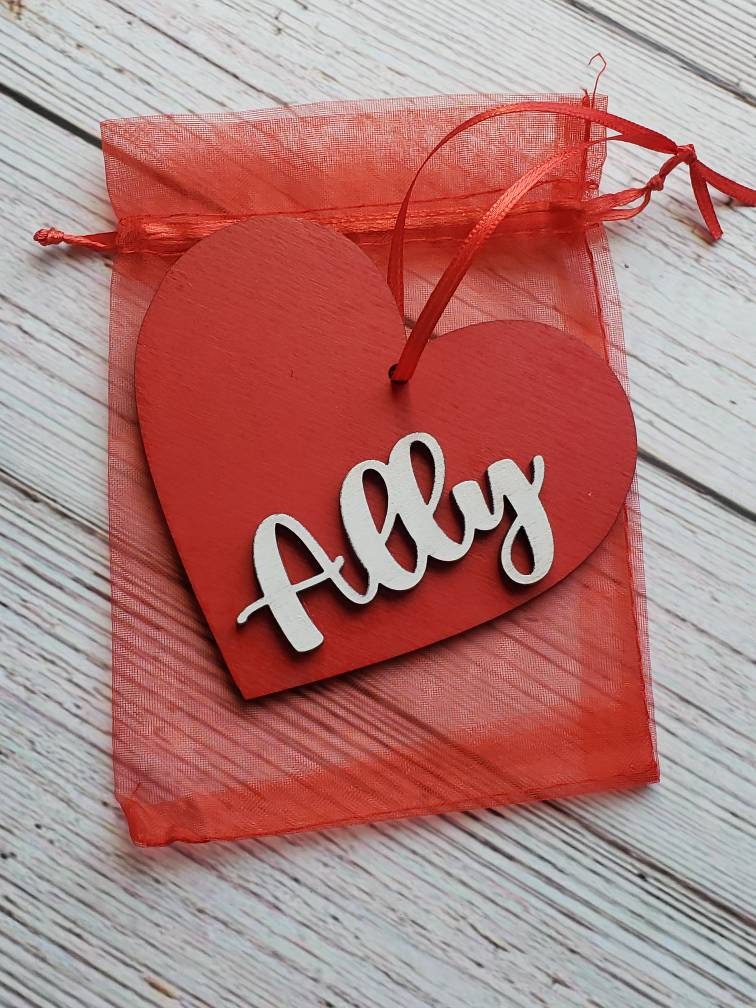 Personalized Heart Valentines Day Ornaments