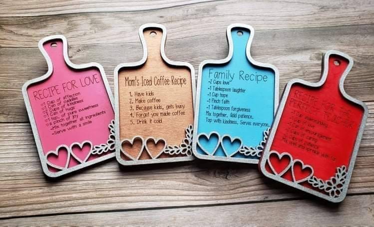 Recipe for love mini cutting board love moms iced coffee family recipe perfect teacher Home Decor