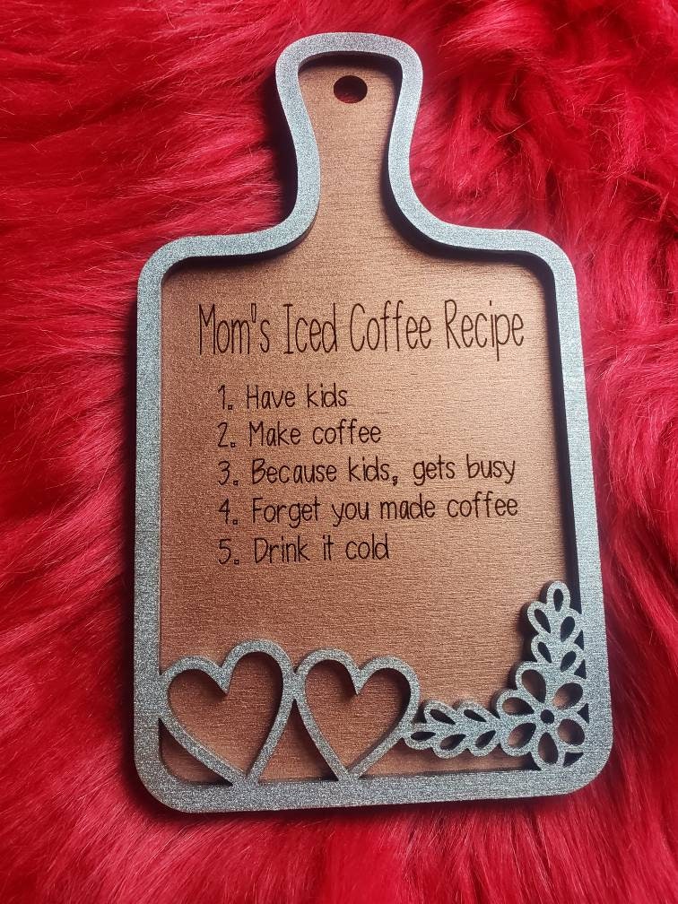 Recipe for love mini cutting board love moms iced coffee family recipe perfect teacher Home Decor