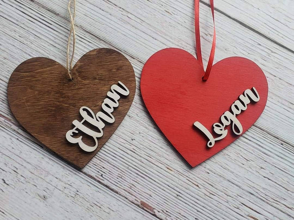 Personalized Heart Valentines Day Ornaments
