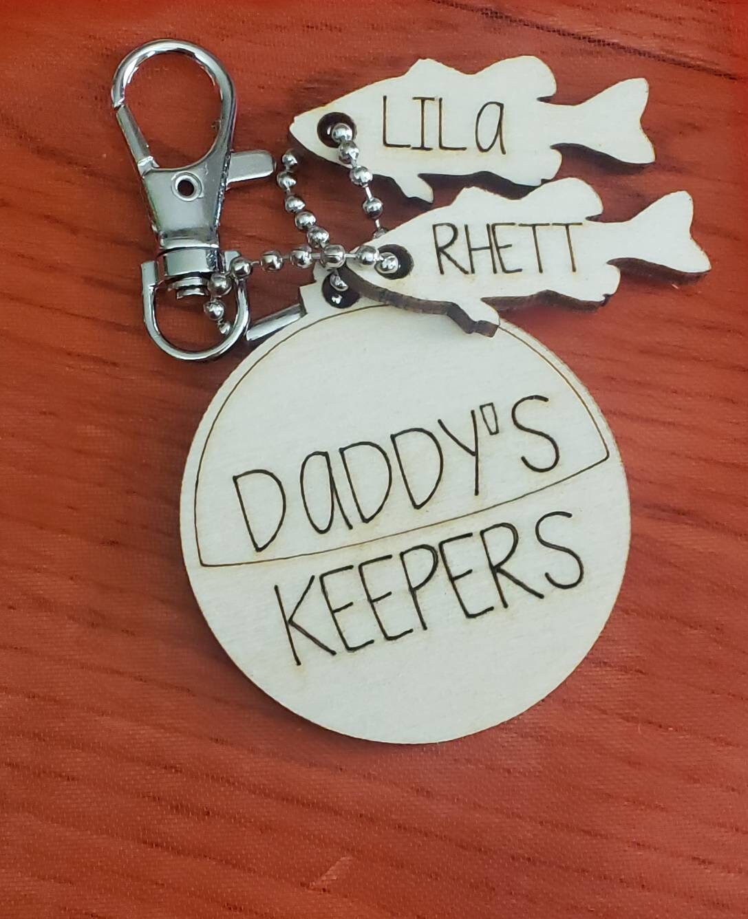 Daddys Keepers Bobber Keychain. Perfect gift for Father's Day. Or any fisherman Personalized