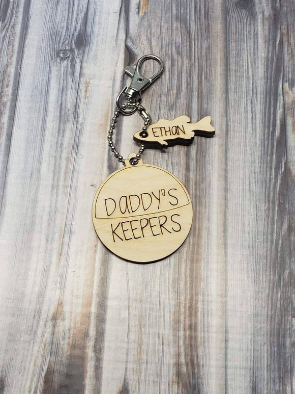 Daddys Keepers Bobber Keychain. Perfect gift for Father's Day. Or any fisherman Personalized