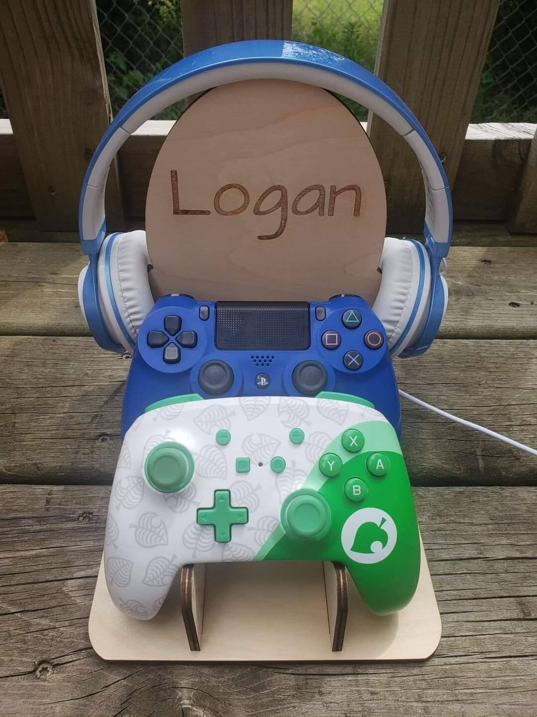 Game Dual controller and headset holder Personalized