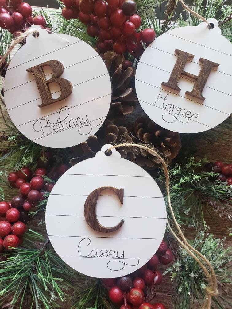 Shiplap Christmas Ornaments Personalized